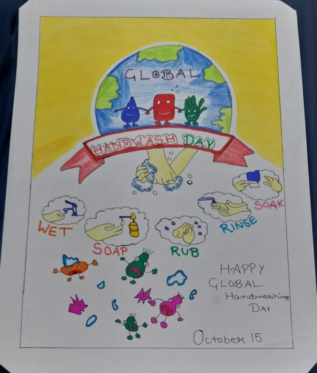 Global Handwashing Day poster drawing l How to draw World Hand Hygiene Day  drawing step by step - YouTube